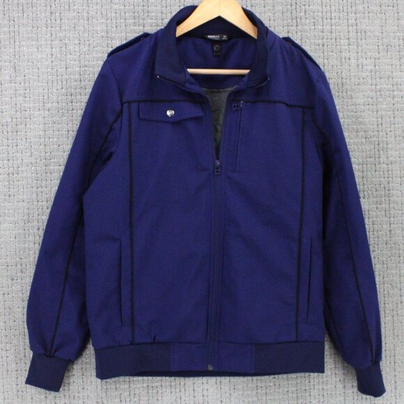 Baubax Bomber Travel Jacket Mens Medium M Navy Blue Casual Outdoor Full Zip - Picture 1 of 12
